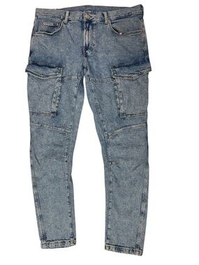 Slim fit cargo jeans light wash size 40”